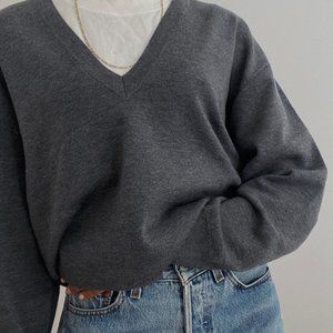 THAKOON Deep V-Neck Cropped  Medium Heather Grey NWT